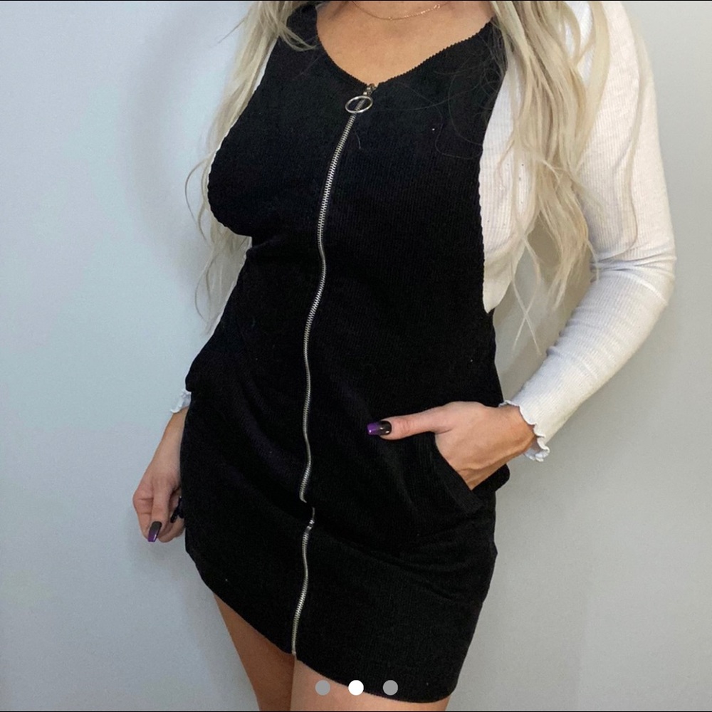 Black Zip Up Corduroy dress